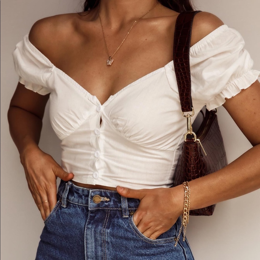 Princess Polly Abe Crop Top White NWOT